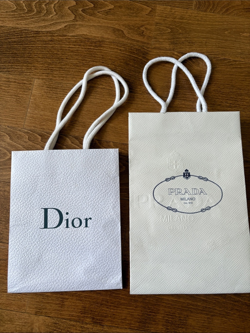 Dior & Prada Paper Gift Bags - White & Cream